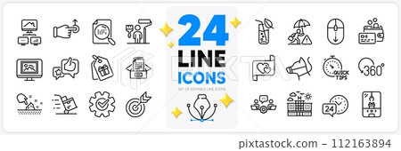 Icons set of Cogwheel, Documents box and Search file line icons pack for app with Delivery cart, Teamwork, Painter thin outline icon. Skin moisture, Risk management, Hotel pictogram. Vector Icons set of Cogwheel, Documents box and Search file line icons pack for app with Delivery cart, Teamwork, Painter thin outline icon. Skin moisture, Risk management, Hotel pictogram. Vector 112163894