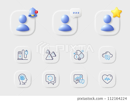 Charging station, Recovery data and Cloud sync line icons. Placeholder with 3d star, reminder bell, chat. Pack of Accounting, Heartbeat, Anxiety icon. Iodine mineral, Attention pictogram. Vector Charging station, Recovery data and Cloud sync line icons. Placeholder with 3d star, reminder bell, chat. Pack of Accounting, Heartbeat, Anxiety icon. Iodine mineral, Attention pictogram. Vector 112164224