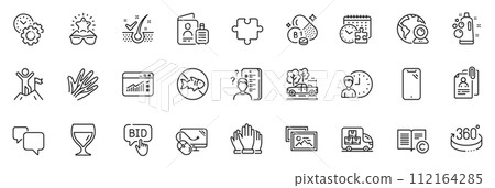 Icons pack as Copyright, Video conference and Thiamine vitamin line icons for app include Speech bubble, Clean bubbles, Bid offer outline thin icon web set. Working hours, Leadership. Vector 112164285