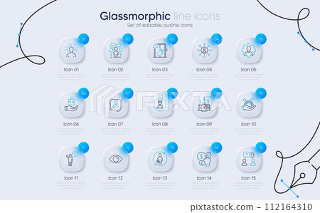 Set of Difficult stress, Lgbt and Dont touch line icons for web app. Puzzle, Money currency, Agent icons. Networking, Salary employees, Health eye signs. Replacement, Teamwork questions, Yoga. Vector 112164310