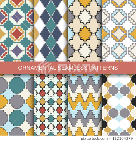 Collection of seamless ornamental patterns. Collection of seamless ornamental patterns. 112164379