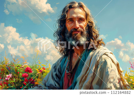 Image of Jesus, Easter theme, religious postcard 112164882