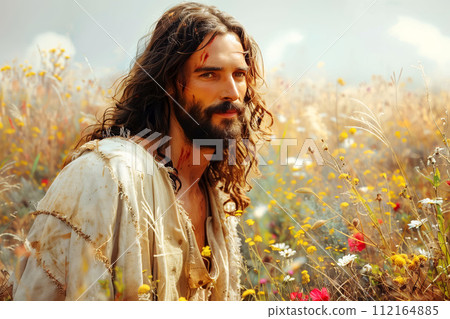 Image of Jesus, Easter theme, religious postcard 112164885