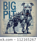 poster of a mechanical pitbull, technical schematics 112165267
