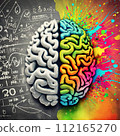 Colorful Brain with Math Equations Explosive Colors 112165270