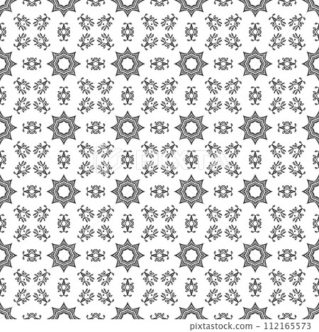 Elegant very beautiful black and white seamless pattern. Ornamental style tribal ethnic background 112165573