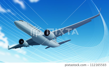 A passenger plane flying blue sky A passenger plane flying blue sky 112165583