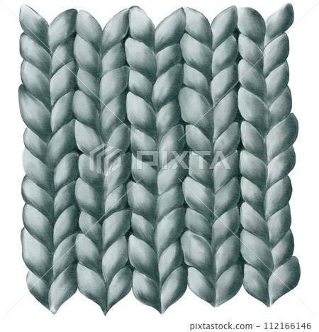 Knitted facing fragment, plaid, blanket, knitting pattern. Hand drawn watercolor illustration for design of wallpaper, packaging, wrapper, cover, fabric background. 112166146