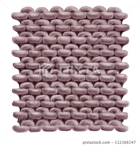 Knitted underside fragment, plaid, blanket, knitting pattern. Hand drawn watercolor illustration for design of wallpaper, packaging, wrapper, cover, fabric background. 112166147