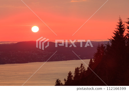 landscape sunset scenery, Norway fjord landscape sunset scenery, Norway fjord 112166399
