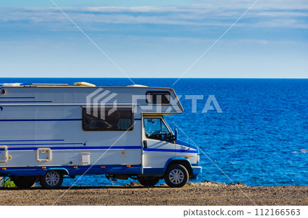 Caravan camping on coast, Spain. Caravan camping on coast, Spain. 112166563