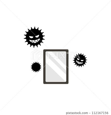 行動終端感染電腦病毒簡單圖片插畫素材 112167156