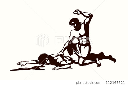 Cain and Abel. Vector drawing Cain and Abel. Vector drawing 112167321