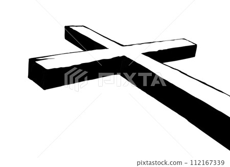 Wooden cross on sky background. Vector drawing Wooden cross on sky background. Vector drawing 112167339