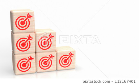 The target icon on wood cube for Business concept 3d Rendering 112167401