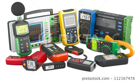 Set of digital measuring devices. 3D rendering 112167478