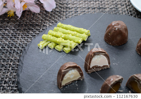 A slightly unusual matcha flavored chocolate 112167630