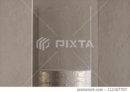 Grey shiny cylinder stand with acrylic paint in studio 3d render Grey shiny cylinder stand with acrylic paint in studio 3d render 112167707