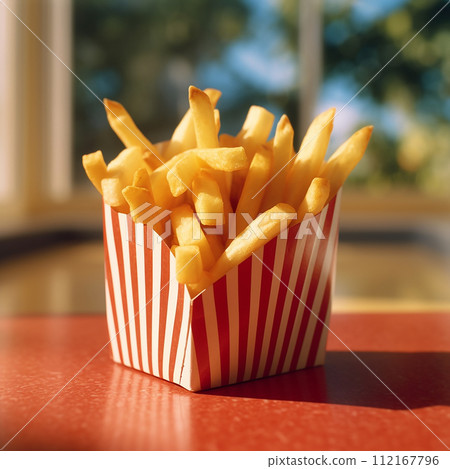 french fries in a paper cup french fries in a paper cup 112167796