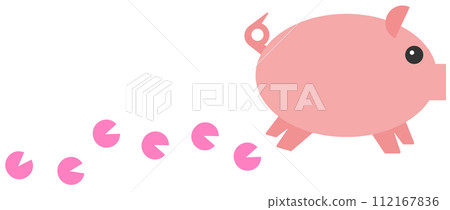 Illustration of the footprints of a cute pet mini pig running away 112167836