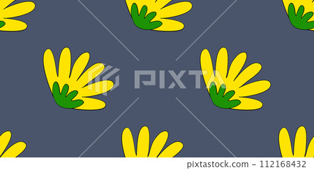 Seamless pattern with yellow flowers on blue background, vector Seamless pattern with yellow flowers on blue background, vector 112168432