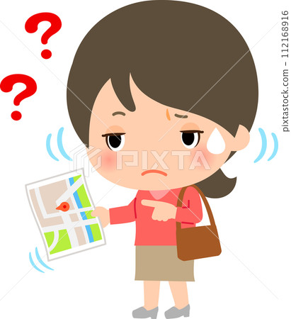 A confused woman with a map, no sense of direction A confused woman with a map, no sense of direction 112168916