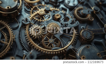 AI-generated content. Professional steampunk background. Mechanisms and gears, conceptual art 112169673