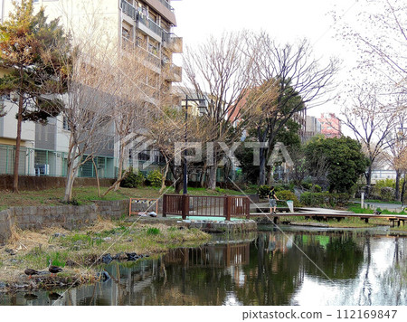 Oyokogawa water park and stream in early spring Oyokogawa water park and stream in early spring 112169847