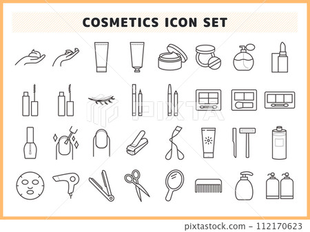 Makeup supplies and beauty related icon set Makeup supplies and beauty related icon set 112170623