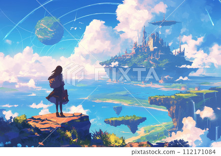 [AI生成圖像/AI插圖]漂浮在空中的城市 112171084