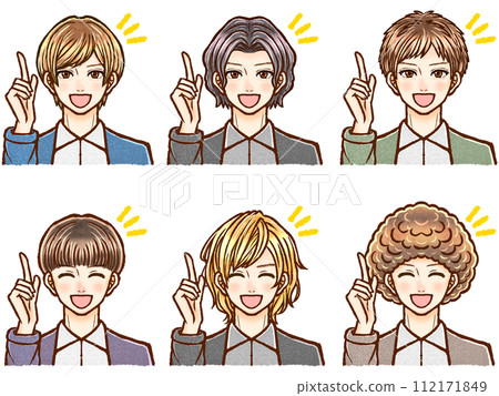 Suggested hairstyle illustration material set for adult men 112171849