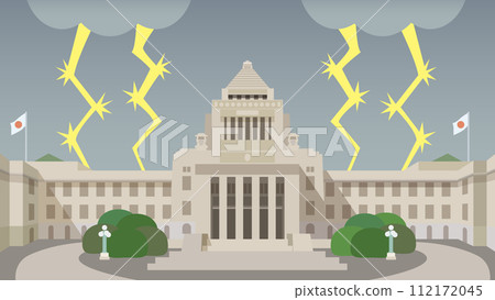 議會大廈和閃電的向量圖 112172045