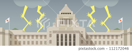 Vector illustration of parliament building and lightning 112172046