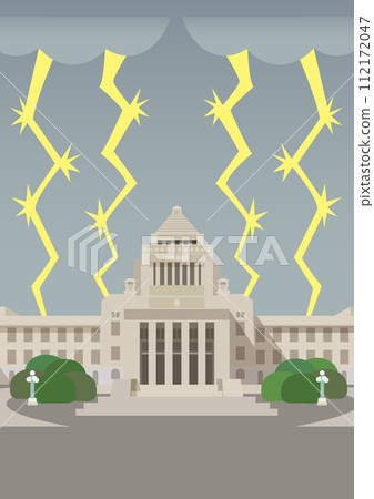 議會大廈和閃電的向量圖 112172047