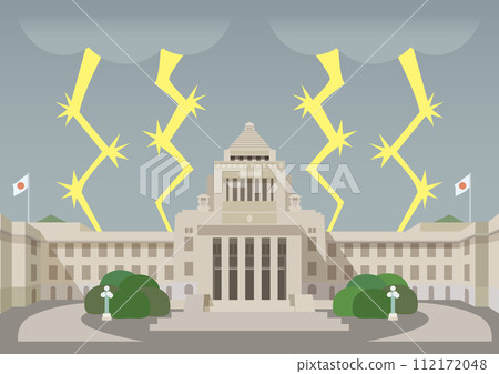 議會大廈和閃電的向量圖 112172048