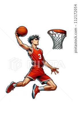 男運動員灌籃入籃球球門 112172054