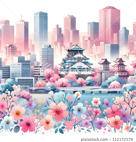 Osaka city in spring 112172579