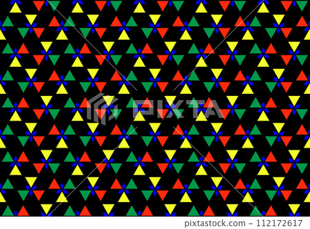 Illustration wallpaper, Abstract Geometric Style. Repeating Sample triangle color on black background. 112172617