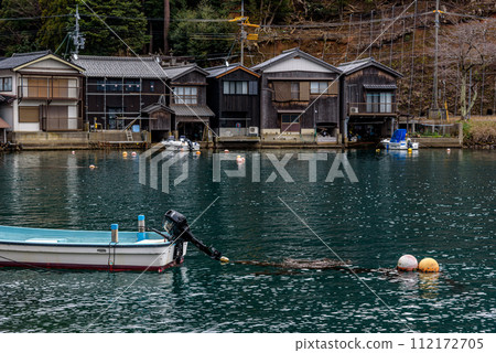 Traditional wooden fishermen boathouses in Ine north Kyoto prefecture on the Sea of Japan Traditional wooden fishermen boathouses in Ine north Kyoto prefecture on the Sea of Japan 112172705