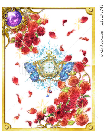 玫瑰和珍珠可愛雜貨的框架插圖 玫瑰和珍珠可愛雜貨的框架插圖 112172745