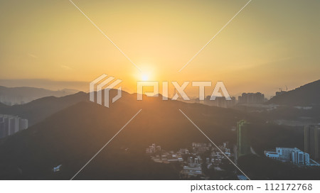 the Hong Kong Victoria harbour at sunset Feb 14 2021 the Hong Kong Victoria harbour at sunset Feb 14 2021 112172768