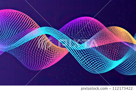 Abstract Waving Particle Technology Background Design with Generative AI. 112173422