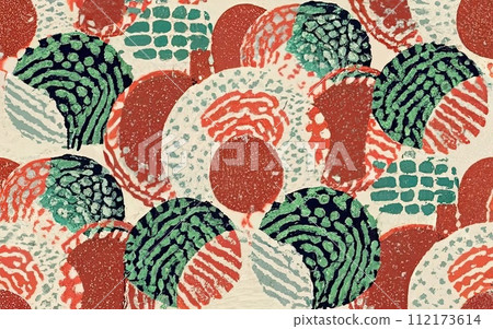 Trendy Seamless Pattern Stippled Circles Retro Colors Abstract Background with Generative AI. 112173614