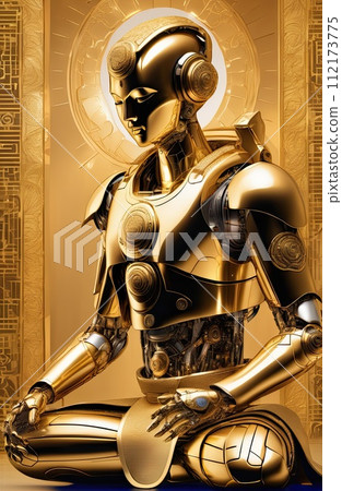 a Golden Buddhas robot with Generative AI. 112173775