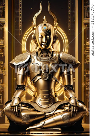 a Golden Buddhas robot with Generative AI. 112173776