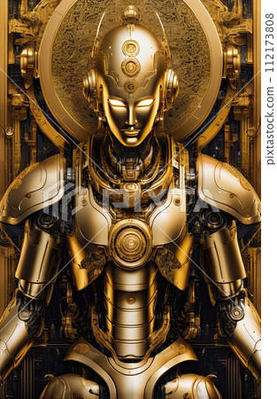 a Golden Buddhas robot with Generative AI. 112173808