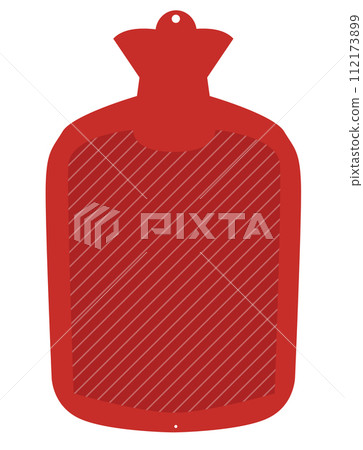 Red rubber medical hot-water bottle filled with water icon. Hot Water Bottle sign. Hot and cold therapy symbol. Red rubber medical hot-water bottle filled with water icon. Hot Water Bottle sign. Hot and cold therapy symbol. 112173899