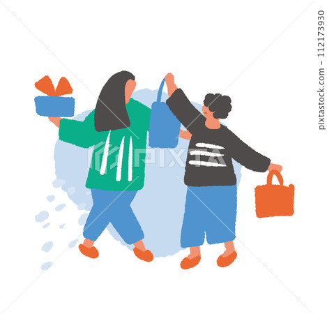 Simple and flat illustration of people enjoying shopping 112173930
