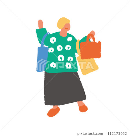 Simple and flat illustration of a woman doing shopping 112173932
