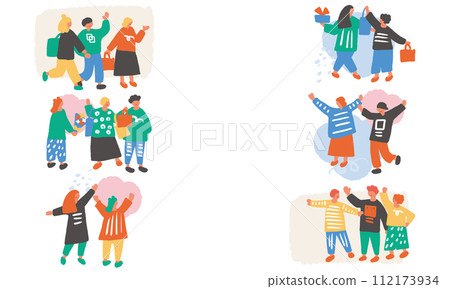 Simple and flat illustration of people walking in the city 112173934